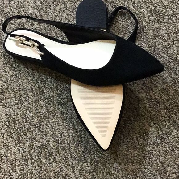 Nine West Slingback Flats Pointed Toe Gold Chain Detail Women’s Shoes Size 9M - Picture 4 of 9